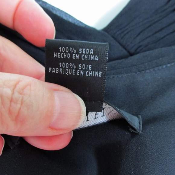 Anne Klein Black Silk Chiffon Beaded Strap Dress NYE Size 6 - Picture 8 of 12